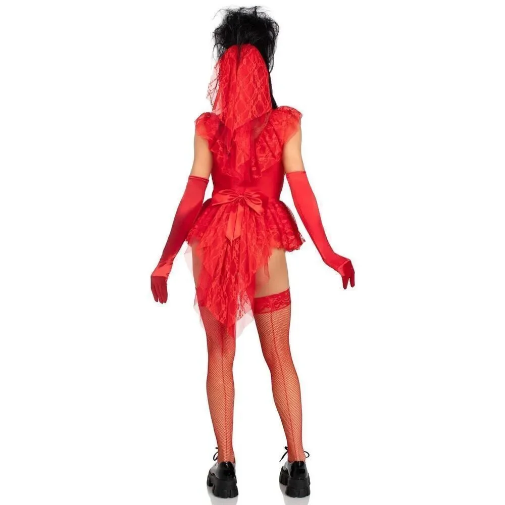 Leg Avenue 3 PIECE BEETLE BABE COSTUME red Olivia XL Beetlejuice - Picture 2 of 6
